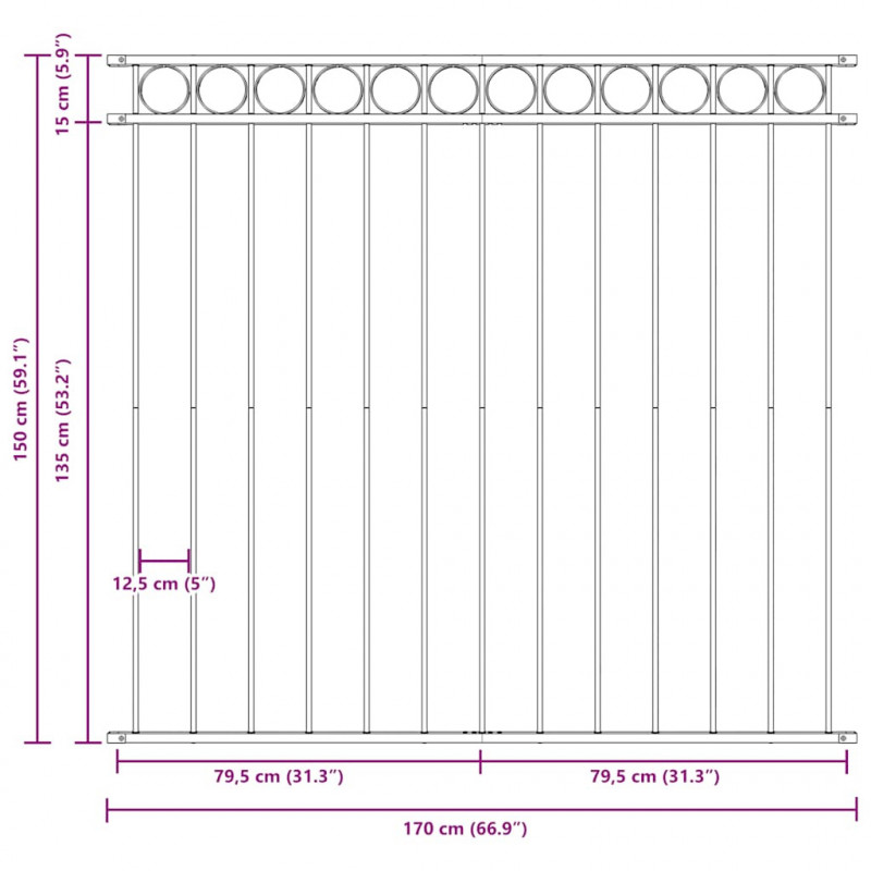 Panel ogrodzeniowy Assen stalowy 1,7x1,5 m czarny