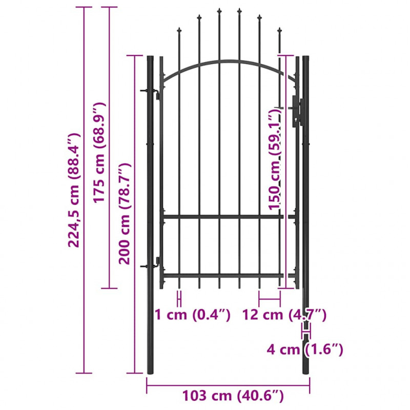 Brama ogrodowa Woerden, stal, 1x1,7 m, czarna