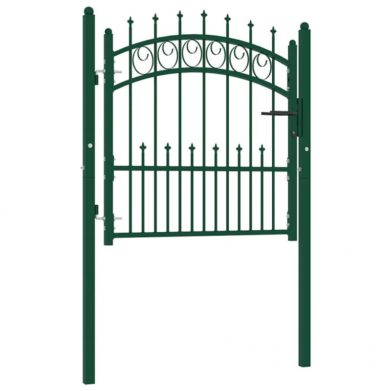 Brama ogrodzeniowa Emmen z kolcami stalowa 104x97 cm zielona