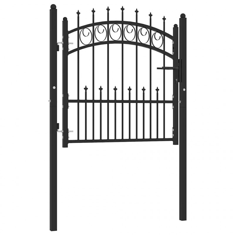 Brama ogrodzeniowa Emmen z kolcami stalowa 104x87 cm czarna