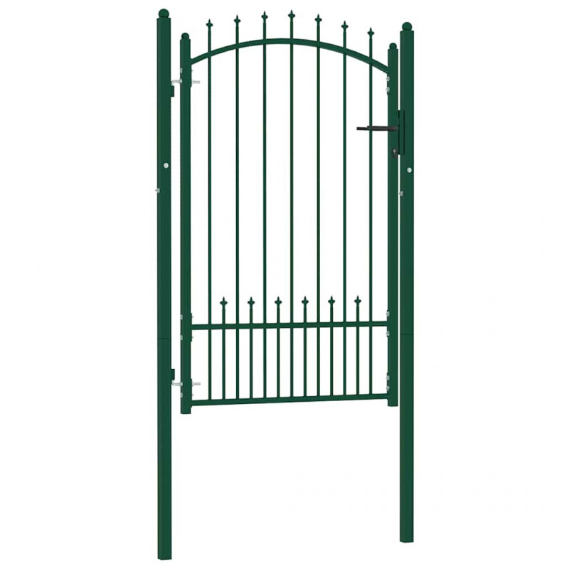 Brama ogrodzeniowa Emmen z kolcami stalowa 104x117 cm zielona