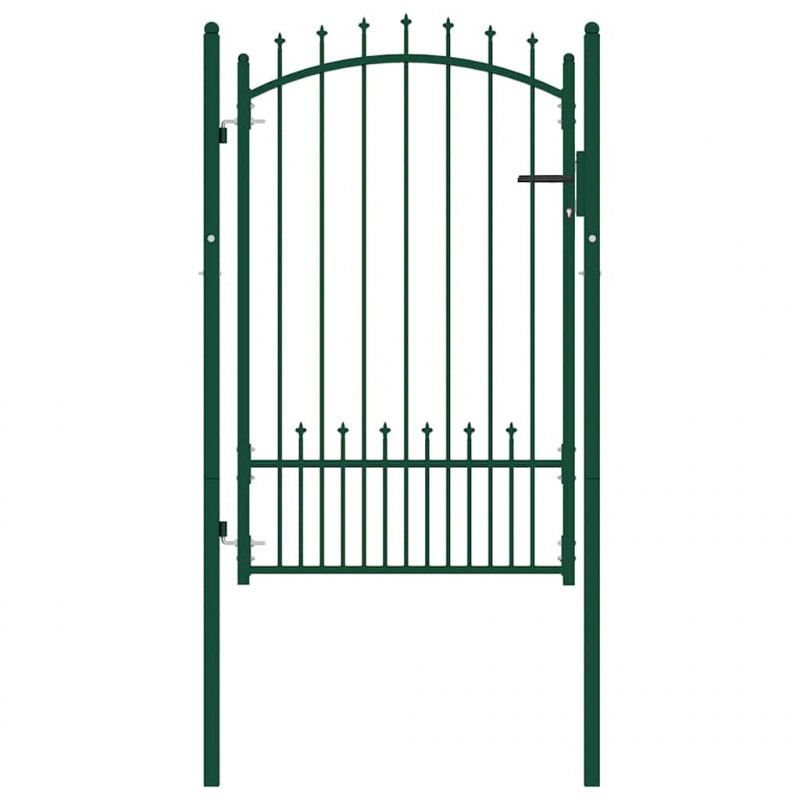 Brama ogrodzeniowa Emmen z kolcami stalowa 104x117 cm zielona