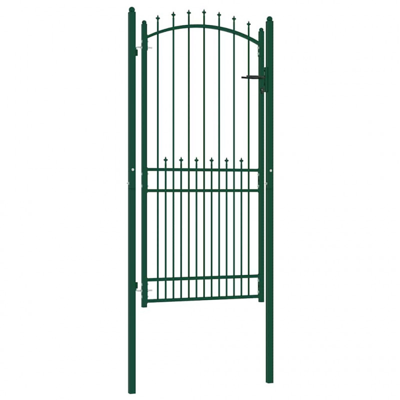 Brama ogrodzeniowa Emmen z kolcami stalowa 104x147 cm zielona