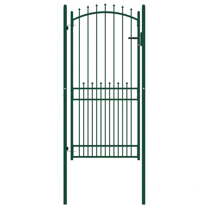 Brama ogrodzeniowa Emmen z kolcami stalowa 104x147 cm zielona