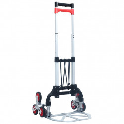 Składany schodowy wózek transportowy, 70 kg, aluminium, srebrny