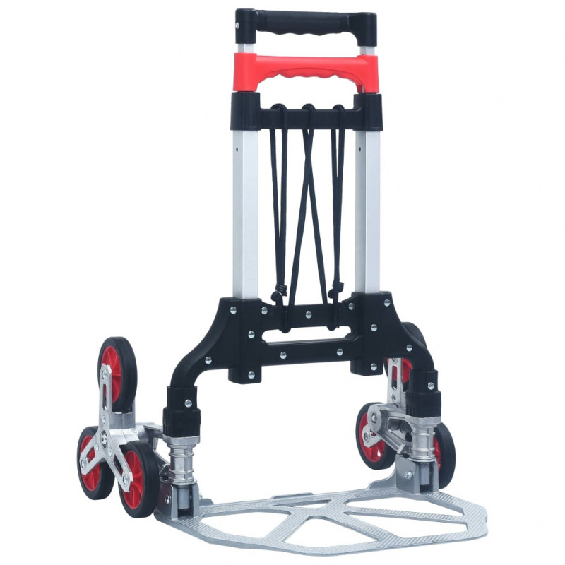 Składany schodowy wózek transportowy, 70 kg, aluminium, srebrny