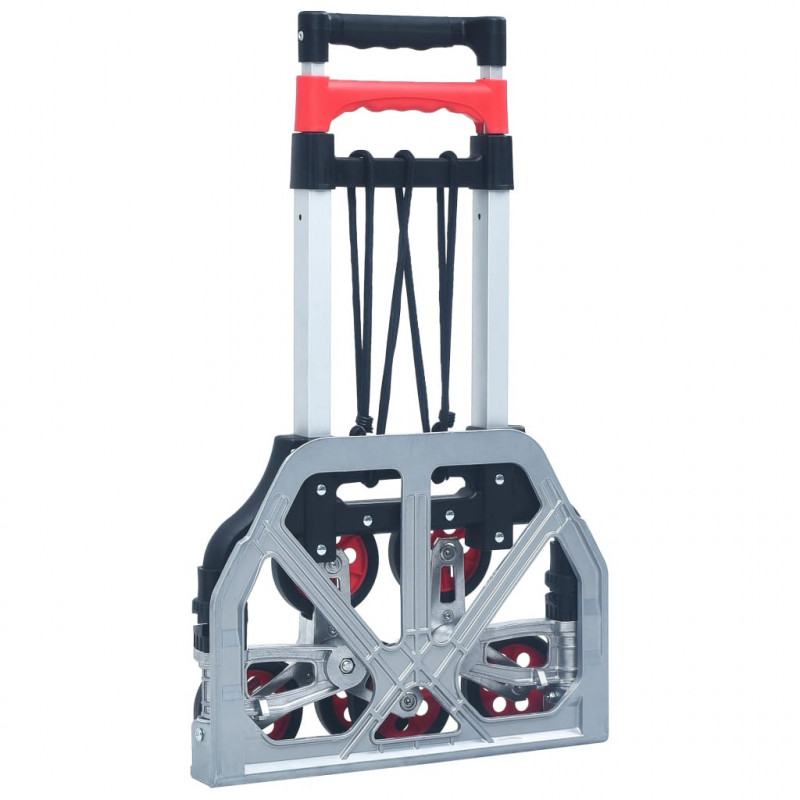 Składany schodowy wózek transportowy, 70 kg, aluminium, srebrny