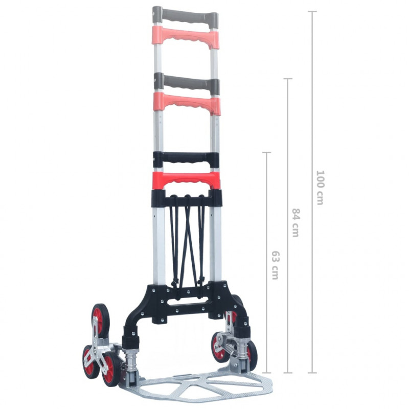 Składany schodowy wózek transportowy, 70 kg, aluminium, srebrny