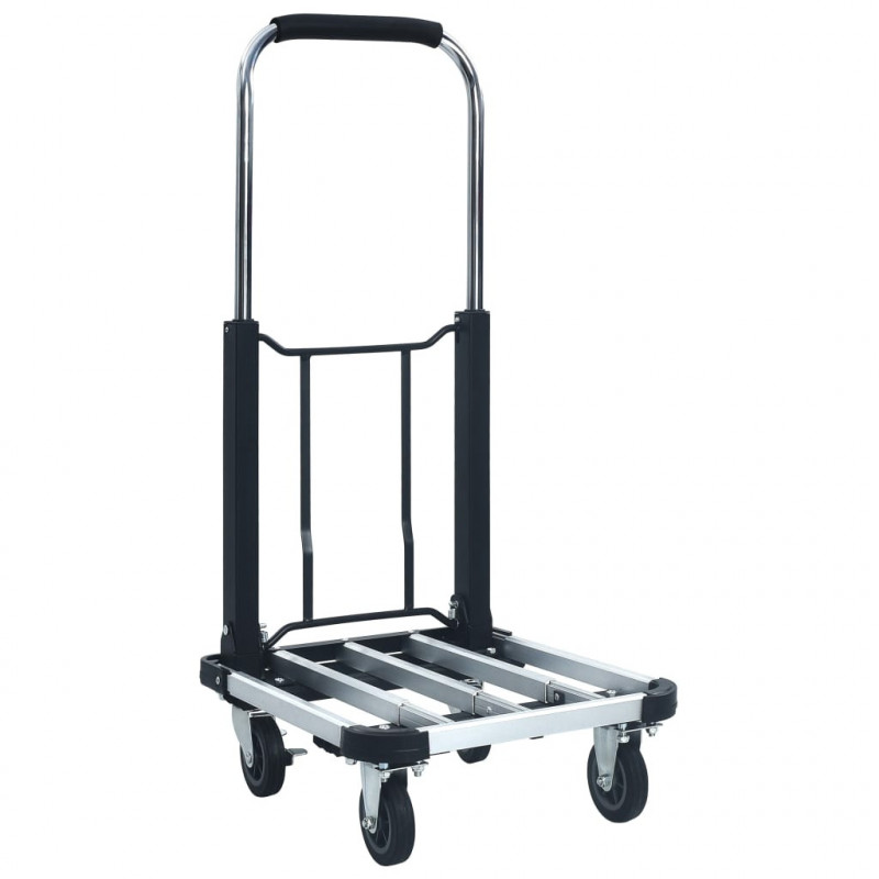 Składany wózek transportowy, 150 kg, aluminiowy, srebrny