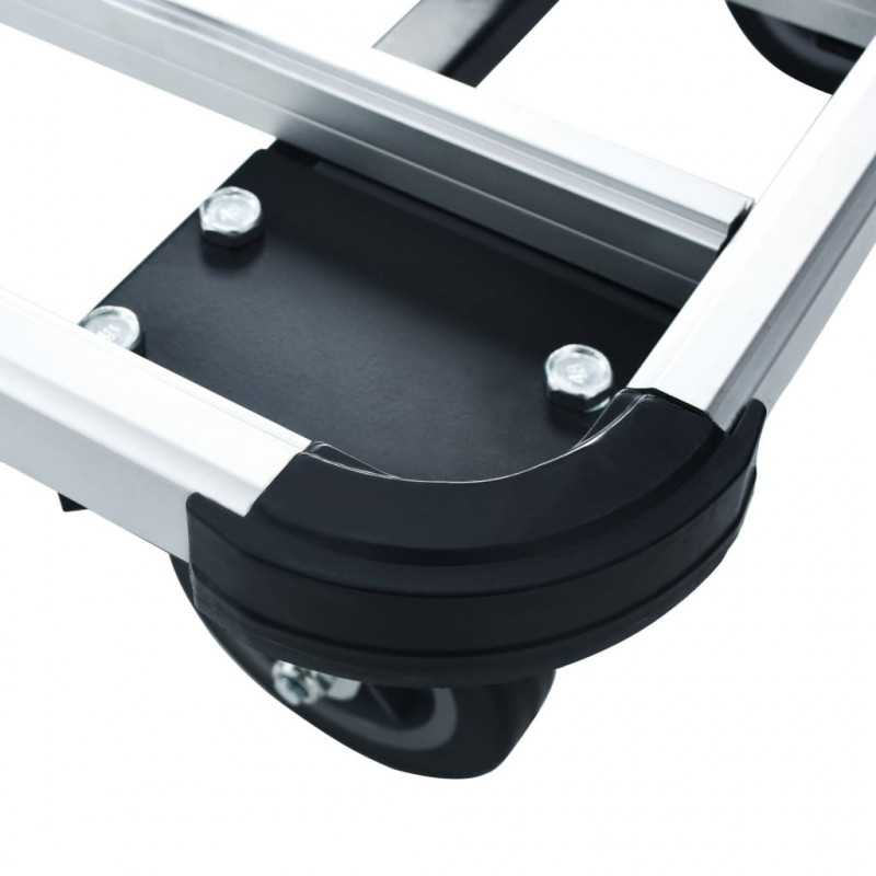 Składany wózek transportowy, 150 kg, aluminiowy, srebrny