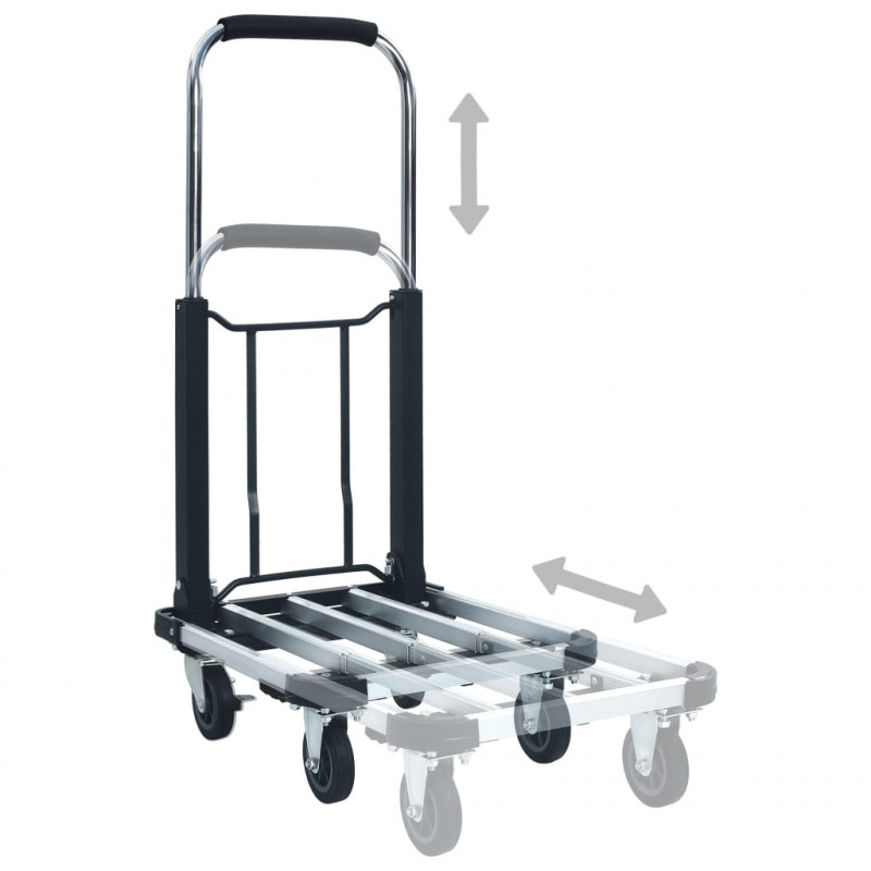 Składany wózek transportowy, 150 kg, aluminiowy, srebrny