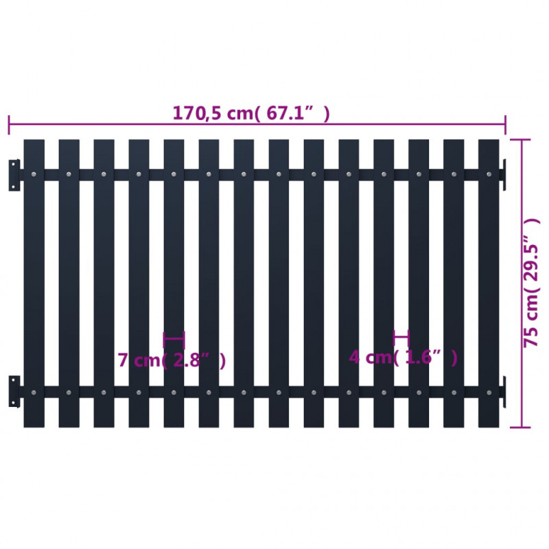 Panel ogrodzeniowy antracytowy 178x75 cm Stal malowana proszkowo