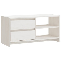 Szafka pod telewizor, biała, 80x31x39 cm, lite drewno sosnowe