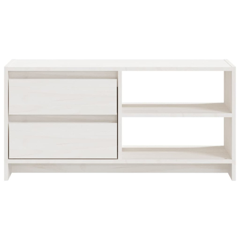 Szafka pod telewizor, biała, 80x31x39 cm, lite drewno sosnowe