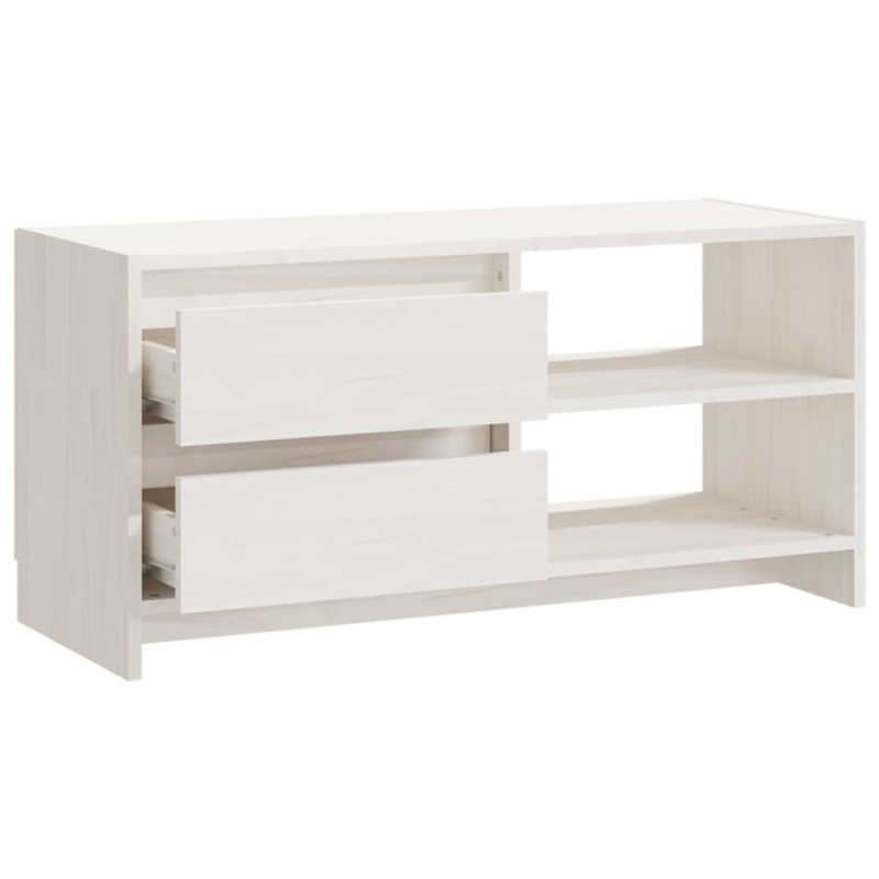 Szafka pod telewizor, biała, 80x31x39 cm, lite drewno sosnowe