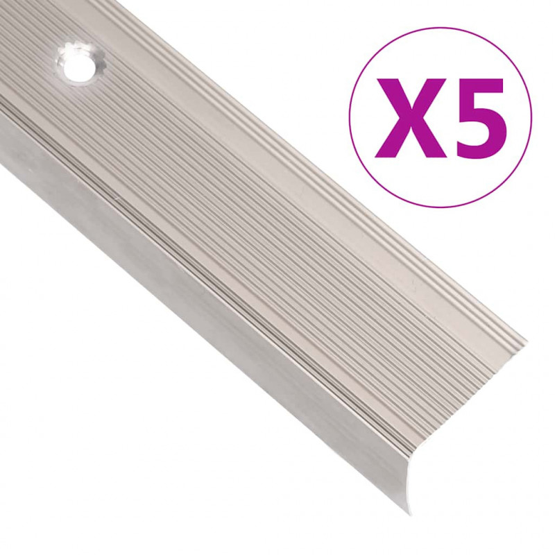 Listwy schodowe w kształcie litery L 5 szt. Aluminium 90 cm