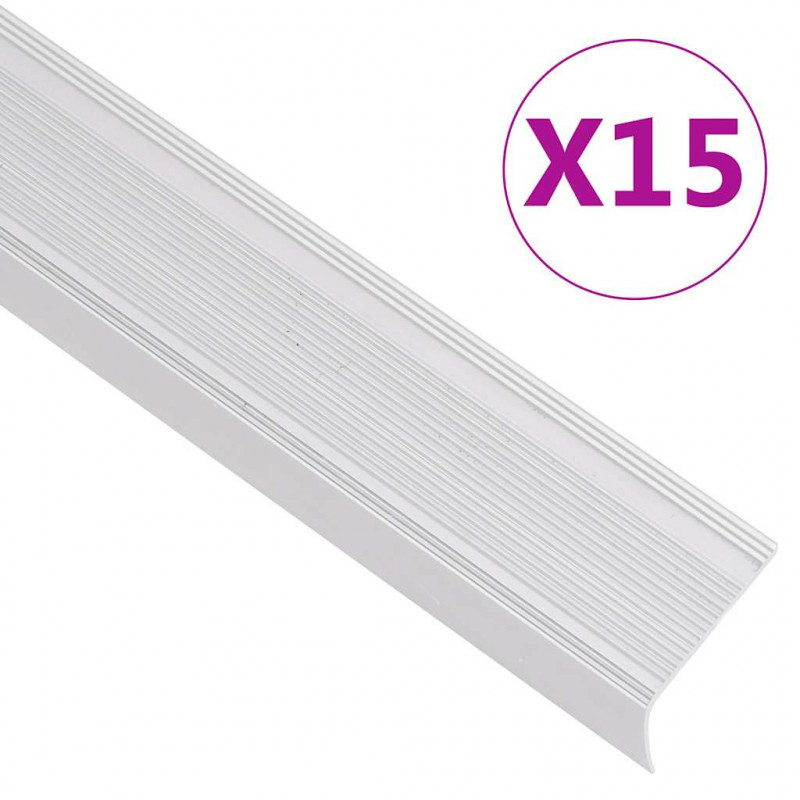 Listwy schodowe w kształcie litery L 15 szt. Aluminium 100 cm