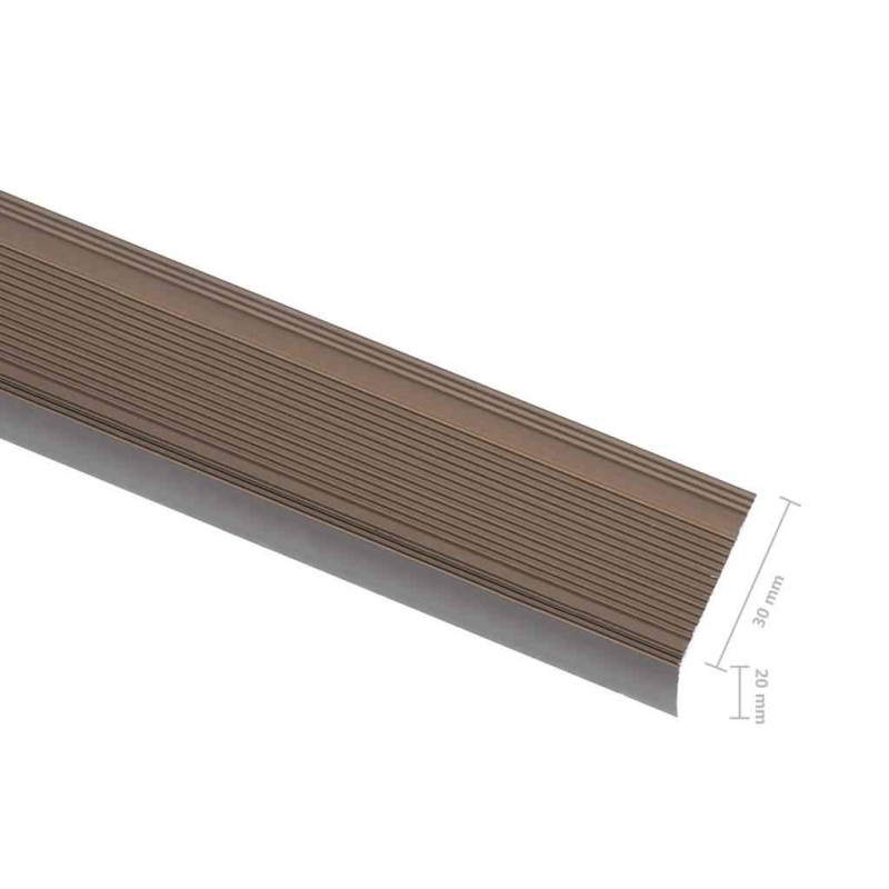 Profile schodowe, kształt L, 5 szt., aluminium, 100 cm, brązowe