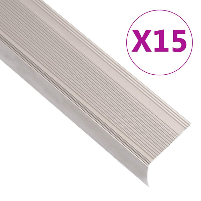 Listwy schodowe w kształcie litery L 15 szt. Aluminium 100 cm