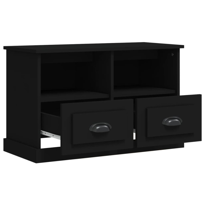 Szafka pod TV, czarna, 80x35x50 cm, materiał drewnopochodny