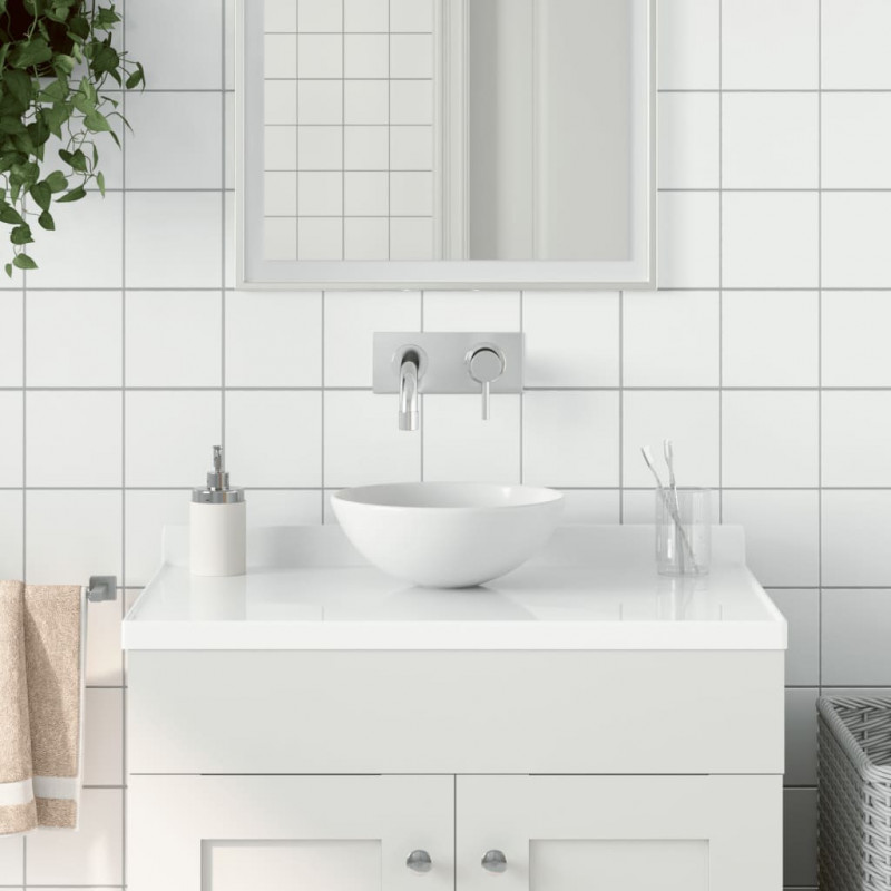 Umywalka łazienkowa, ceramiczna, matowa biel, okrągła