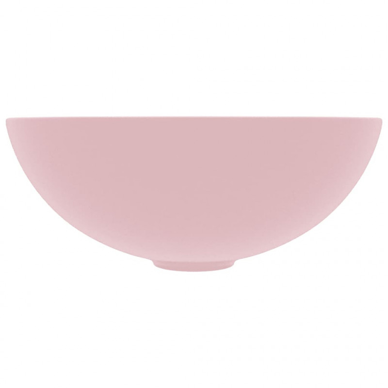 Umywalka łazienkowa, ceramiczna, matowy róż, okrągła