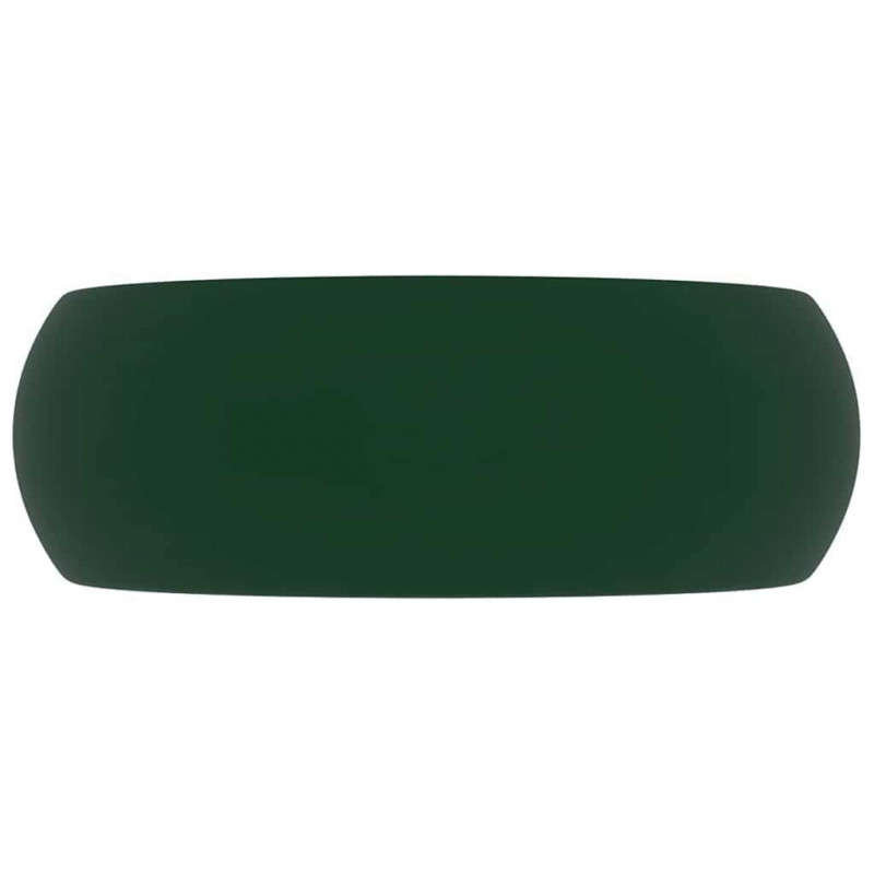 Luksusowa, okrągła umywalka, matowa zieleń, 40x15 cm, ceramika
