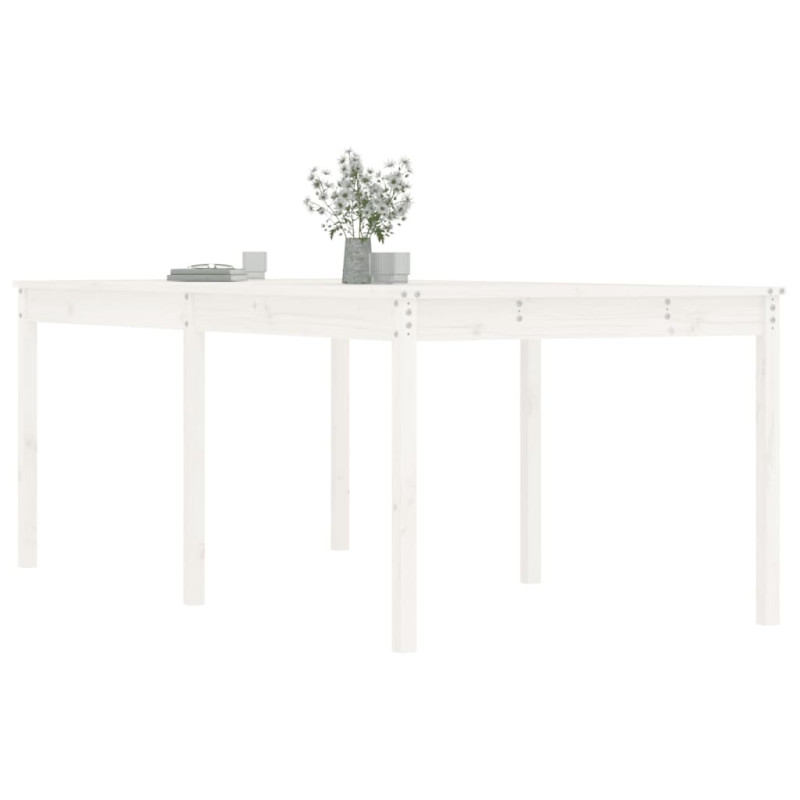 Stół ogrodowy, biały, 203,5x100x76 cm, lite drewno sosnowe