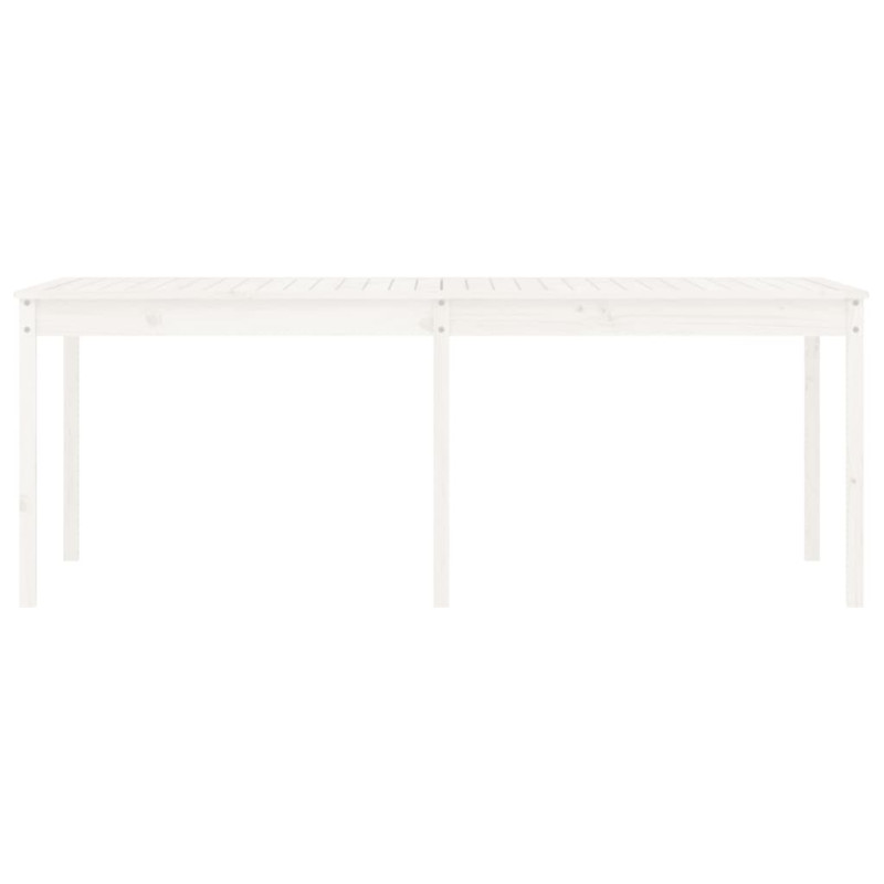 Stół ogrodowy, biały, 203,5x100x76 cm, lite drewno sosnowe