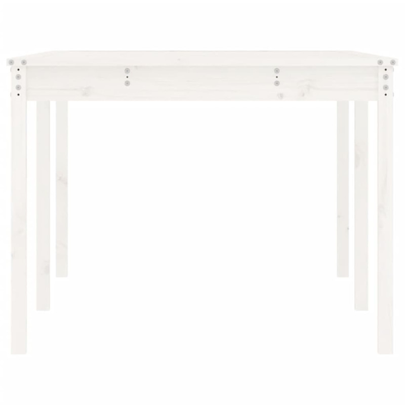 Stół ogrodowy, biały, 203,5x100x76 cm, lite drewno sosnowe