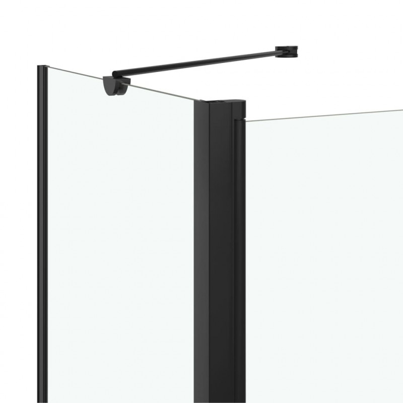 Podwójnie składany parawan na wannę, ESG, 120x68x130 cm, czarny
