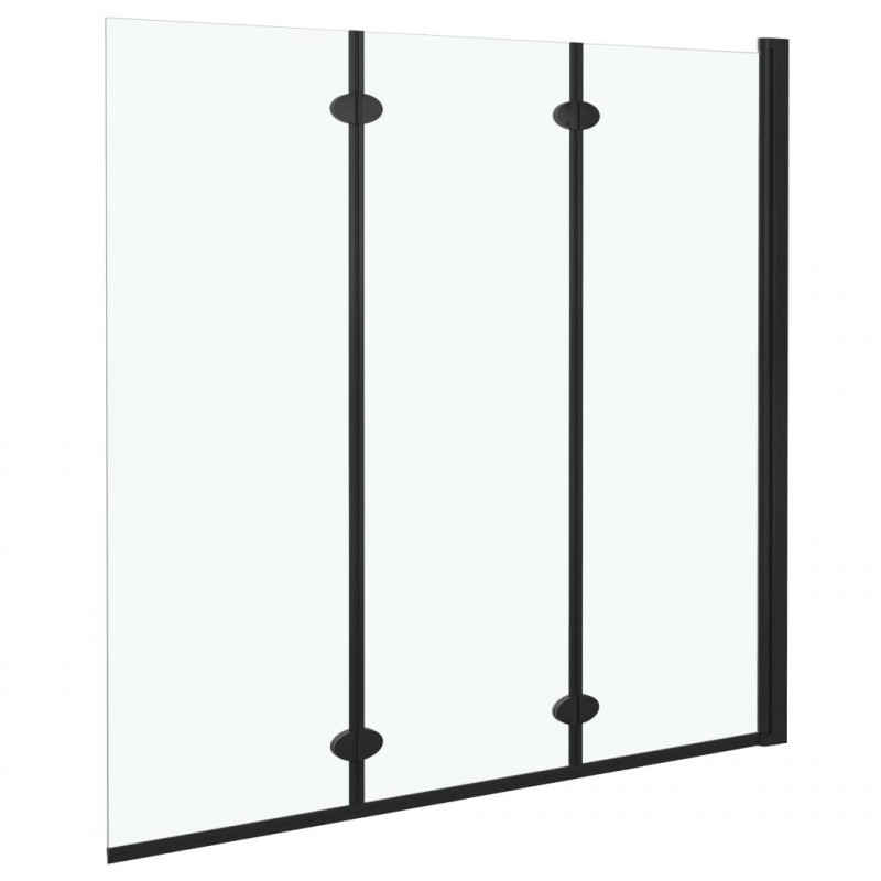 Składany parawan nawannowy, 3 panele, ESG, 130x138 cm, czarny