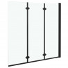 Składany parawan nawannowy, 3 panele, ESG, 130x138 cm, czarny