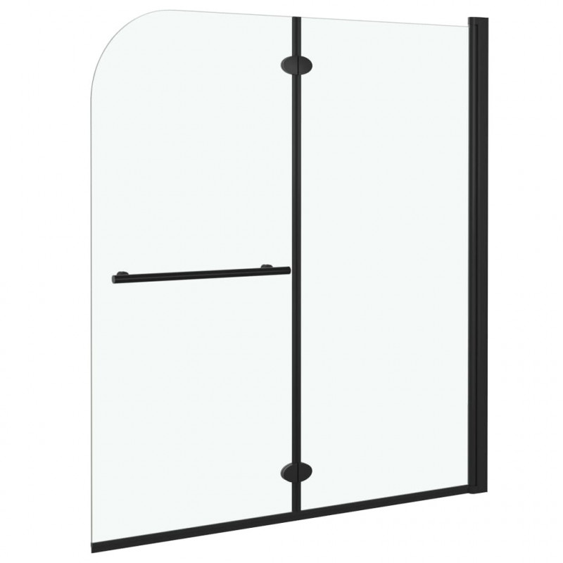 Składany parawan nawannowy, 2 panele, ESG, 120 x 140 cm, czarny