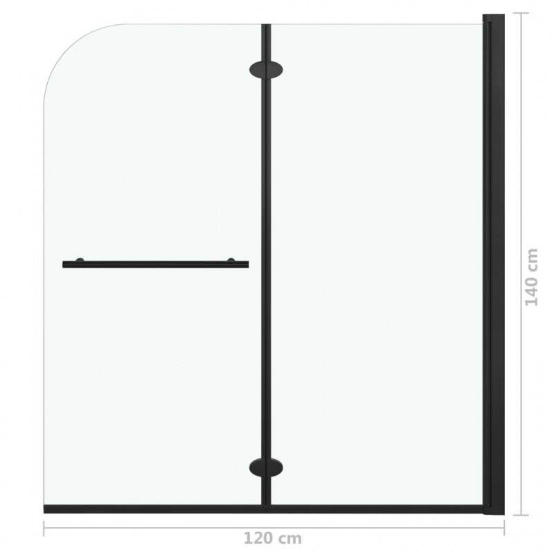 Składany parawan nawannowy, 2 panele, ESG, 120 x 140 cm, czarny
