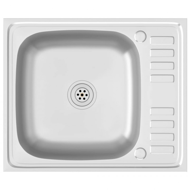Zlew kuchenny z ociekaczem, srebrny, 600x500x155 mm, stal