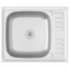 Zlew kuchenny z ociekaczem, srebrny, 600x500x155 mm, stal