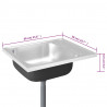 Zlew kuchenny z ociekaczem, srebrny, 600x500x155 mm, stal