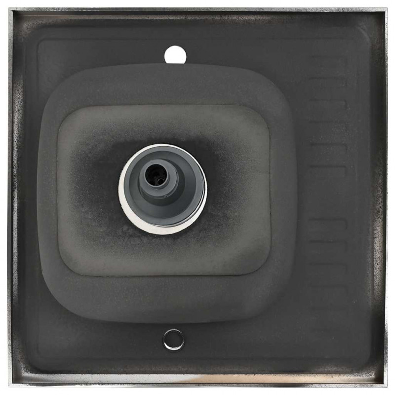Zlew kuchenny z ociekaczem, srebrny, 600x600x155 mm, stal