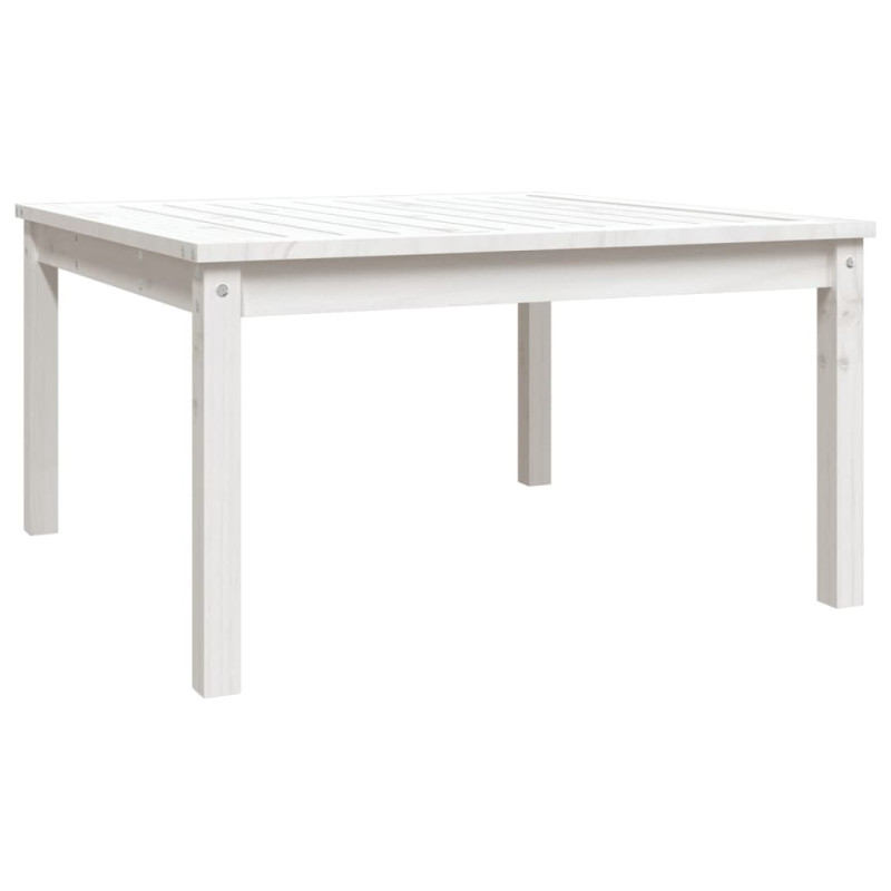 Stolik ogrodowy, biały, 82,5x82,5x45 cm, lite drewno sosnowe