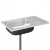 Zlew kuchenny z ociekaczem, srebrny, 800x500x155 mm, stal
