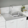 Zlew kuchenny z ociekaczem, srebrny, 800x600x155 mm, stal