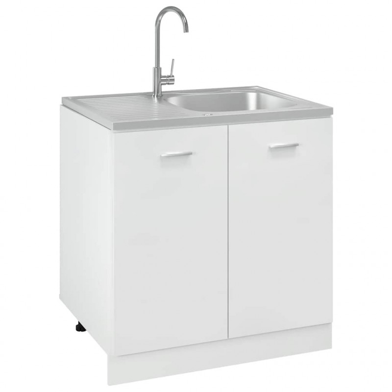 Zlew kuchenny z ociekaczem, srebrny, 800x600x155 mm, stal