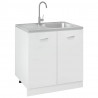Zlew kuchenny z ociekaczem, srebrny, 800x600x155 mm, stal