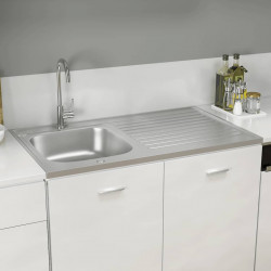 Zlew kuchenny z ociekaczem, srebrny, 1000x600x155 mm, stal