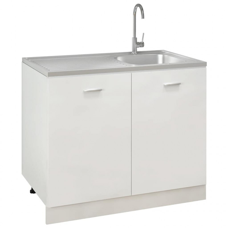 Zlew kuchenny z ociekaczem, srebrny, 1000x600x155 mm, stal