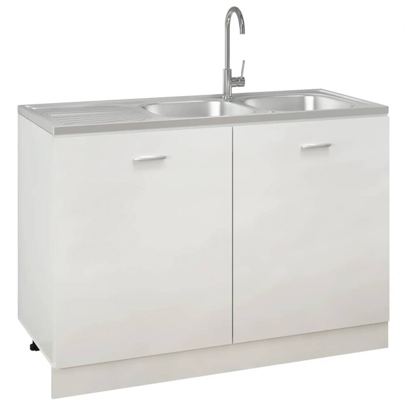 Zlew kuchenny dwukomorowy, srebrny, 1200x500x155 mm, stal