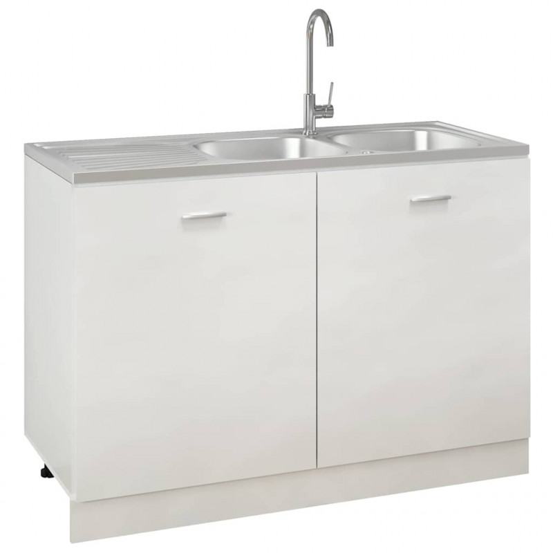 Zlew kuchenny dwukomorowy, srebrny, 1200x600x155 mm, stal