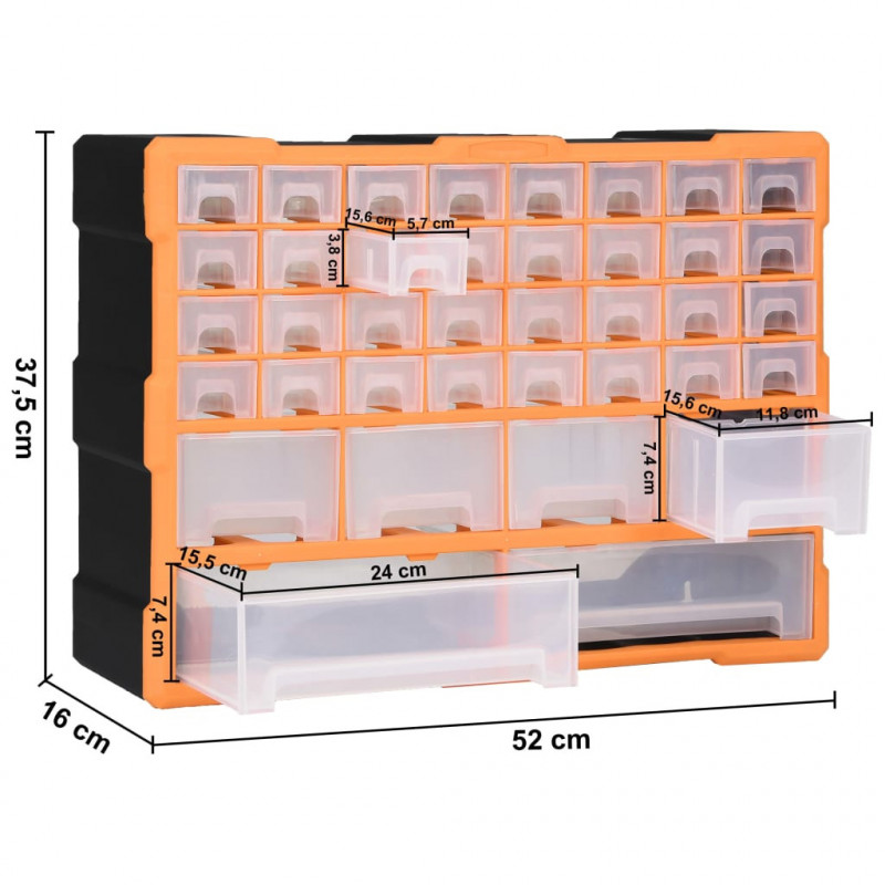 Organizer z 38 szufladkami, 52x16x37,5 cm