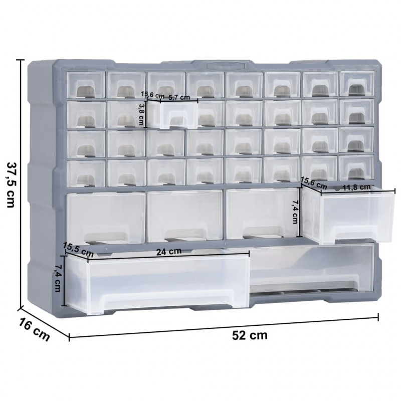 Organizer z 38 szufladkami, 52x16x37,5 cm